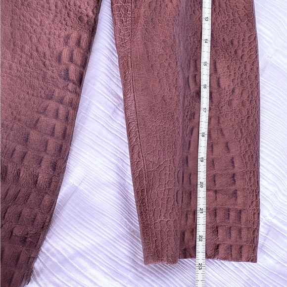 Anne Klein croc embossed 100% leather jacket size sm cognac button front pockets - Picture 10 of 10